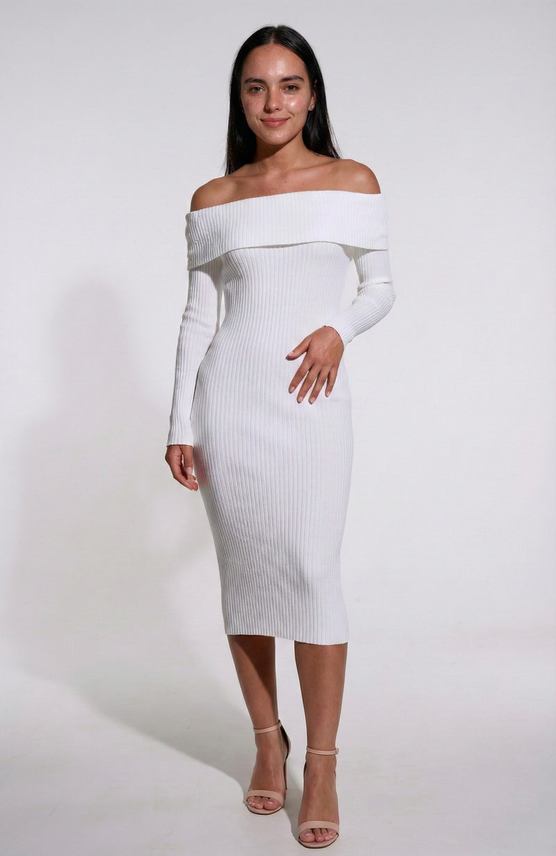 Bodycon Ribbed Knit Midi Dress-dresses > midi dress > bodycon dress-Laventaire-Laventaire