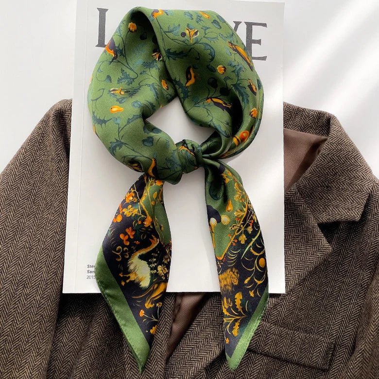 Botanical Bird Print Scarf-accessories > scarves-Laventaire-Laventaire