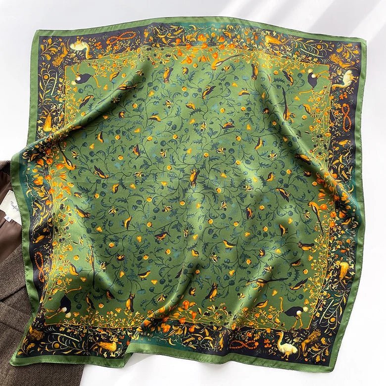 Botanical Bird Print Scarf-accessories > scarves-Laventaire-Laventaire