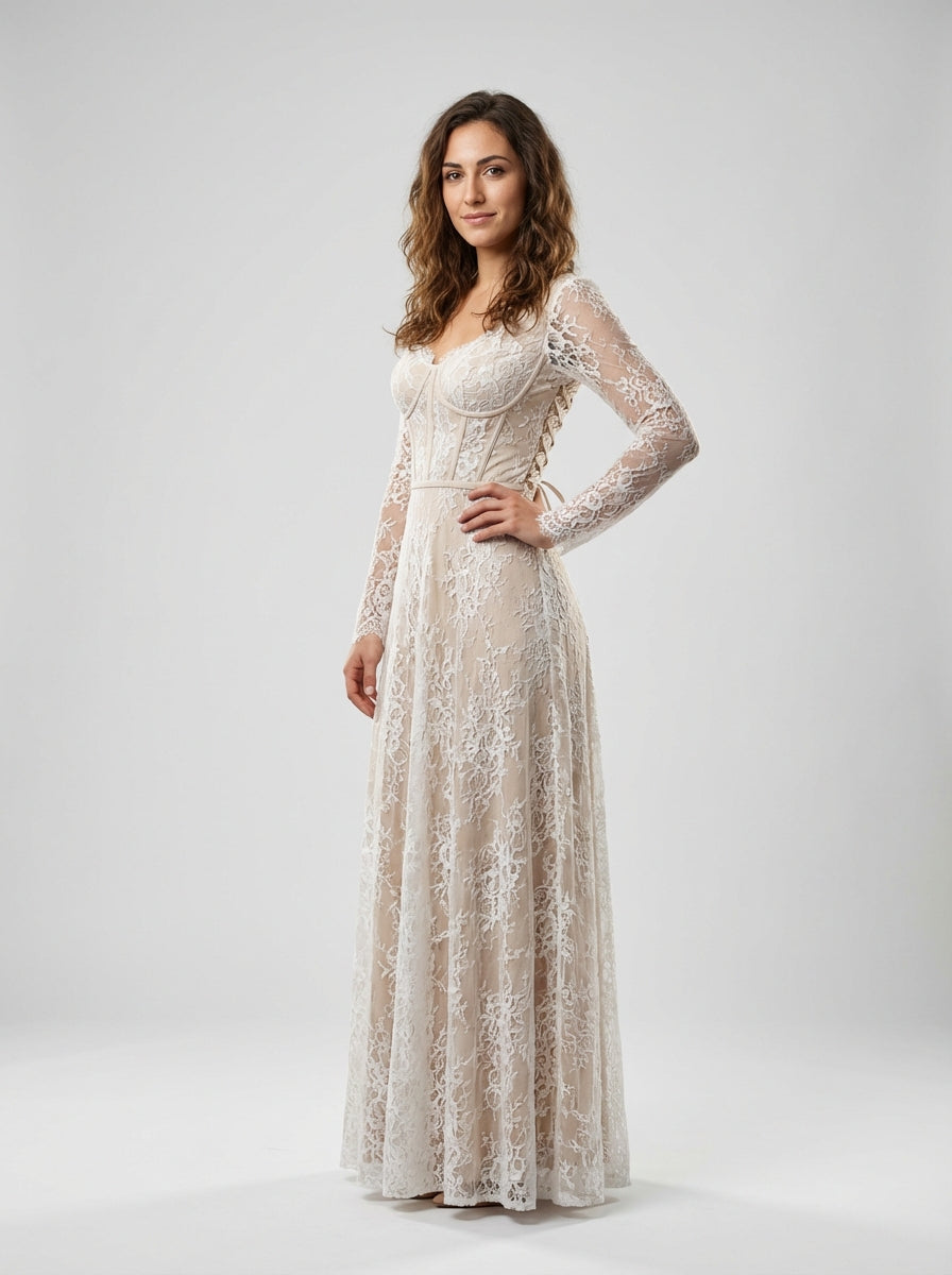 Bridal Lace Maxi Dress-dresses > maxi dress-Laventaire-Laventaire