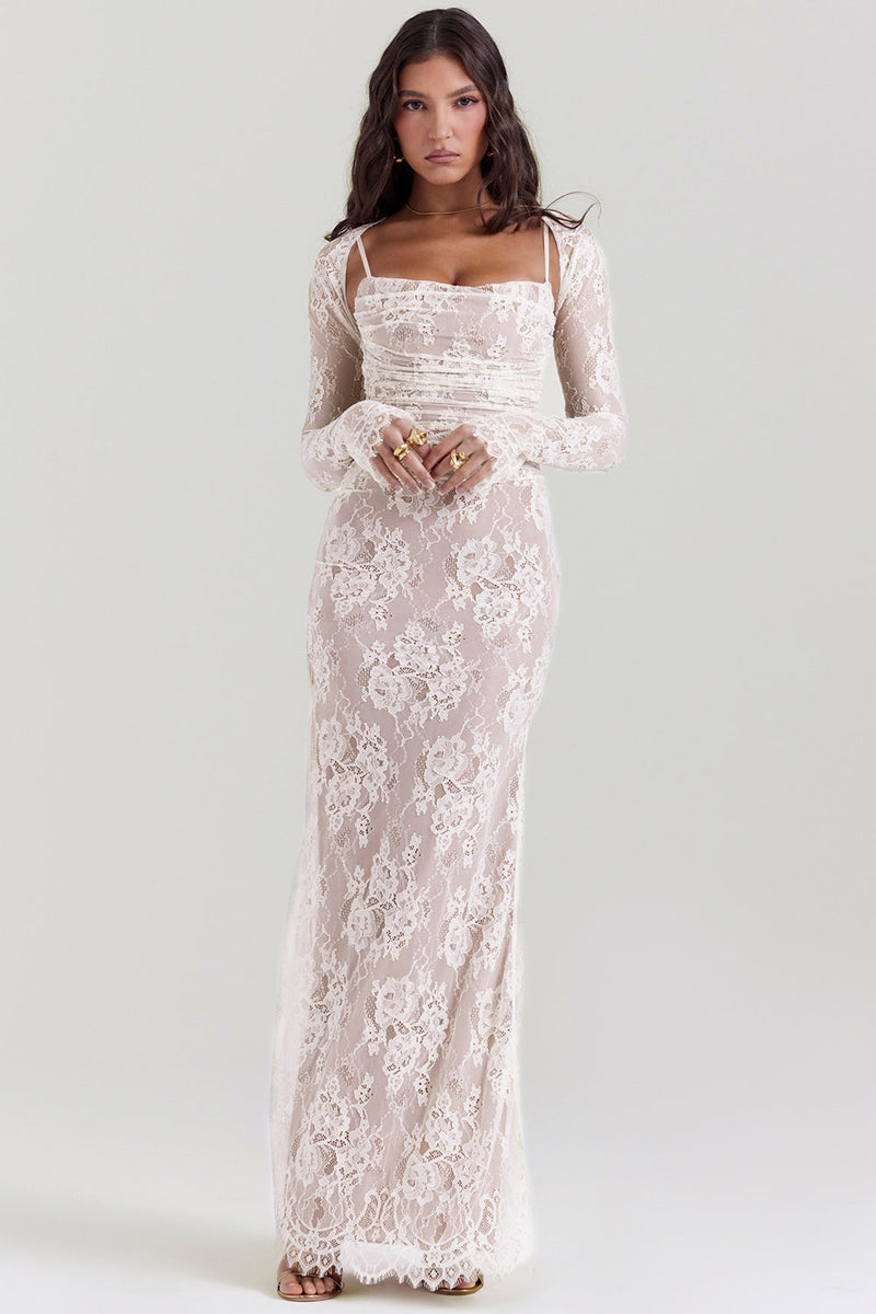 Bridal Lace Maxi Dress-dresses > maxi dress-Laventaire-Laventaire