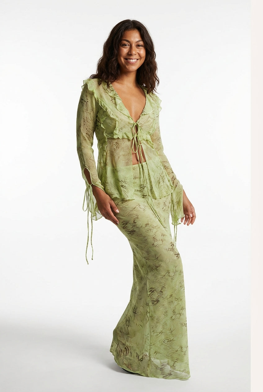 Bridal Maxi Dress Set-bridal dress > set-Laventaire-Lime Green-XS-Laventaire