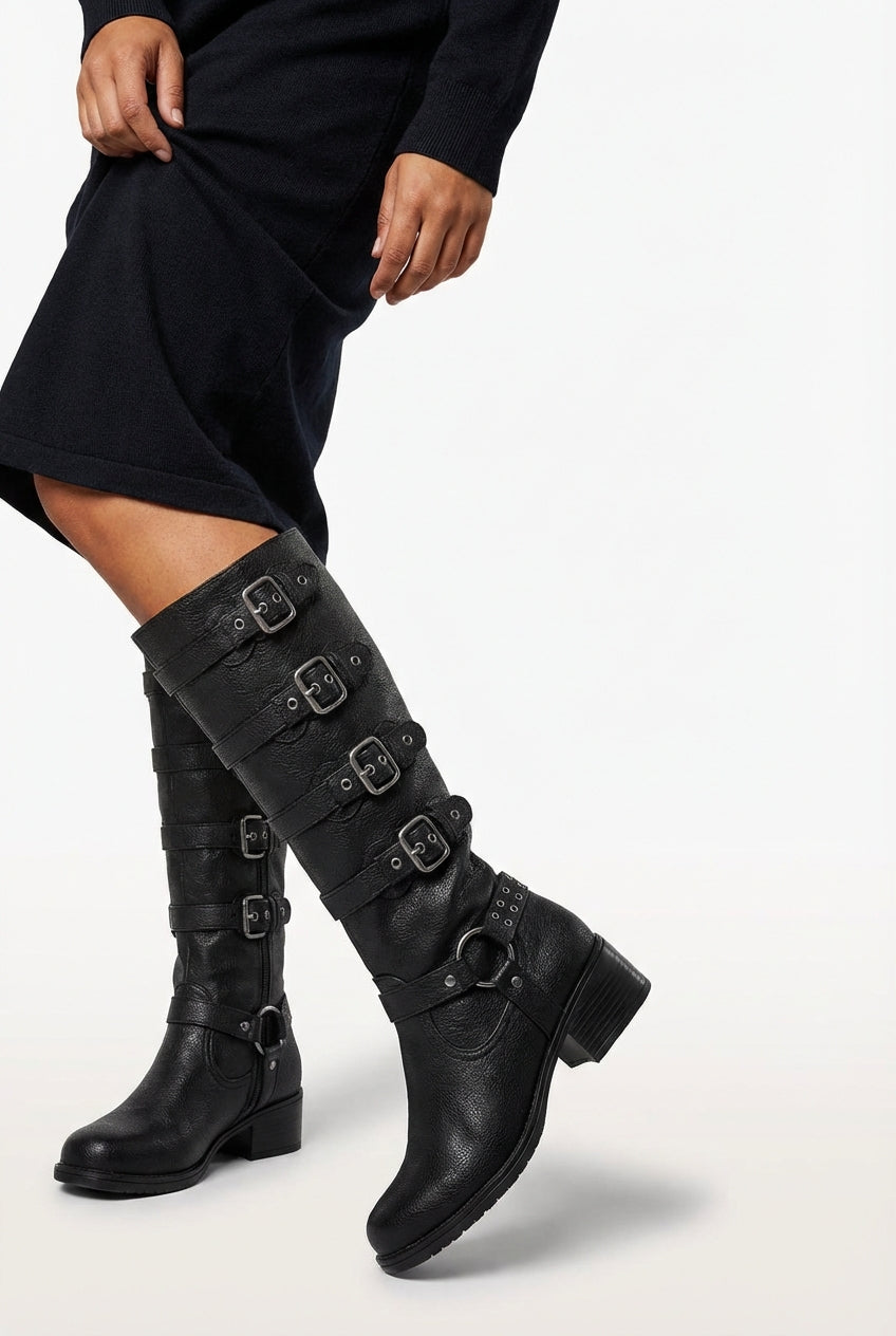 Buckle Biker Boots-footwear > boots > biker boots-Laventaire-Laventaire
