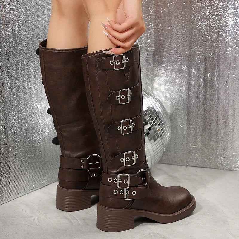 Buckle Biker Boots-footwear > boots > biker boots-Laventaire-Laventaire