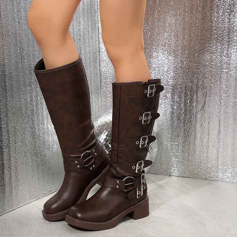Buckle Biker Boots-footwear > boots > biker boots-Laventaire-Laventaire