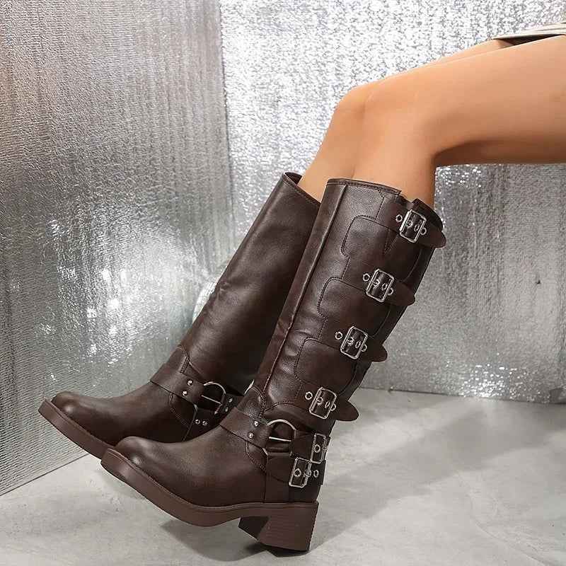 Buckle Biker Boots-footwear > boots > biker boots-Laventaire-Laventaire