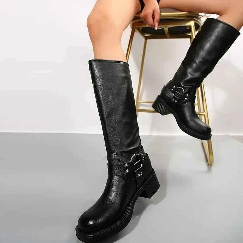 Buckle Biker Boots-footwear > boots > biker boots-Laventaire-Laventaire