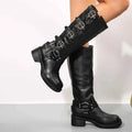Buckle Biker Boots-footwear > boots > biker boots-Laventaire-Black-35-Laventaire