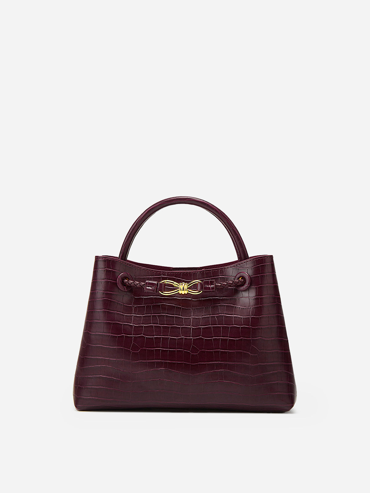 Burgundy Croc Handbag-handbags > shoulder bags-Laventaire-Laventaire