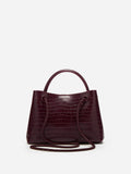 Burgundy Croc Handbag-handbags > shoulder bags-Laventaire-Laventaire