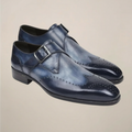 Business Formal Dress Shoes-shoes > dress shoes > monk strap dress shoes-Laventaire-Navy Blue-38-Laventaire