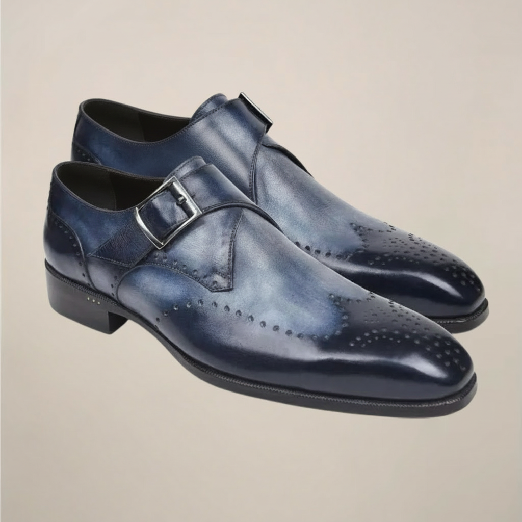 Business Formal Dress Shoes-shoes > dress shoes > monk strap dress shoes-Laventaire-Navy Blue-38-Laventaire