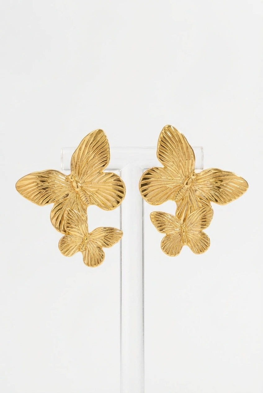Butterfly Drop Earrings Set-jewelry > earrings > drop earrings-Laventaire-Gold-One Size-Laventaire