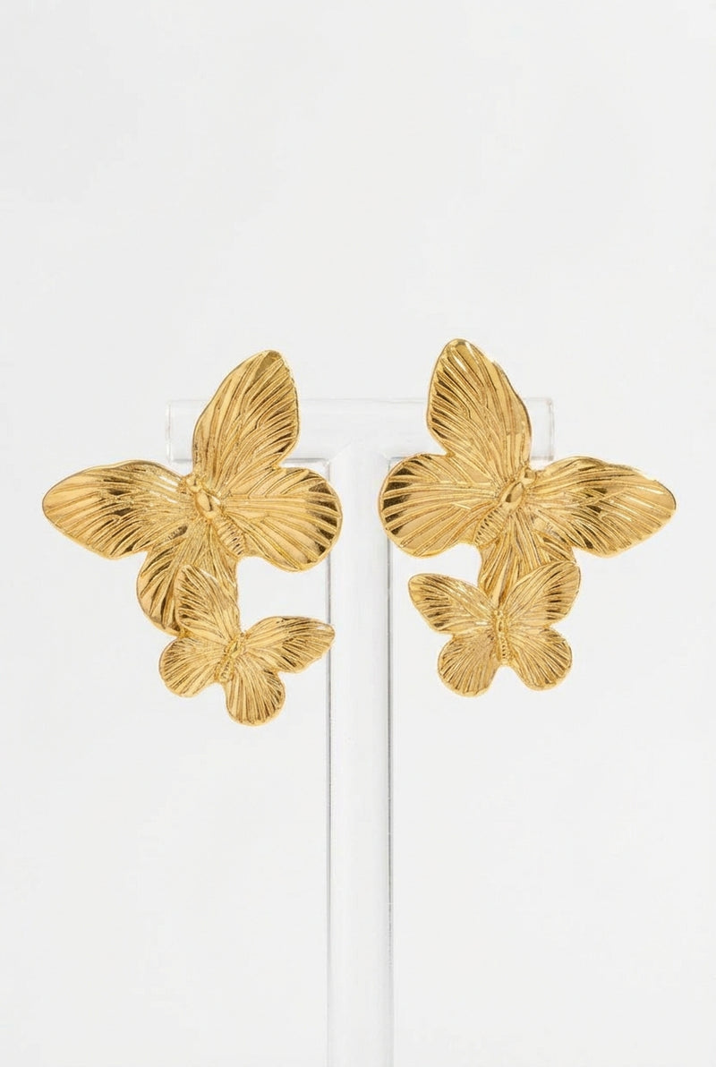 Butterfly Drop Earrings Set-jewelry > earrings > drop earrings-Laventaire-Gold-One Size-Laventaire