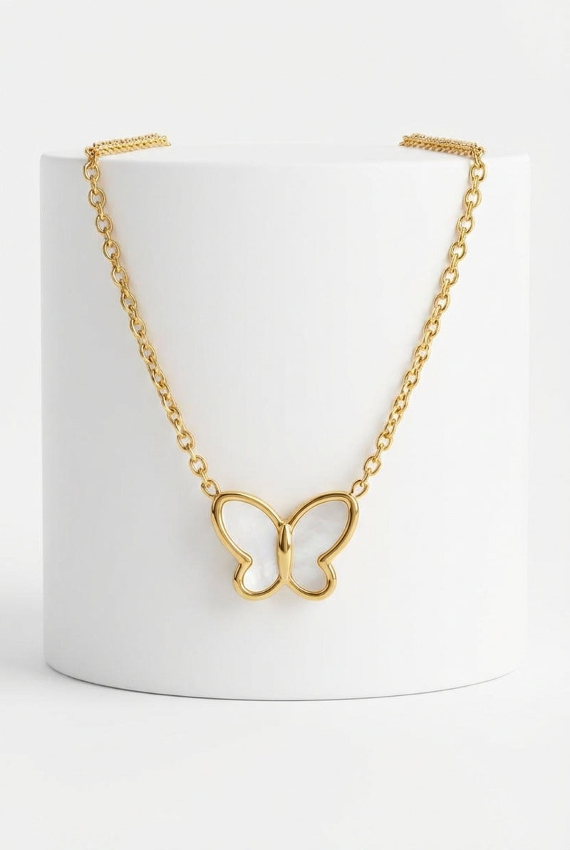 Butterfly Pendant Necklace-jewelry > necklaces > pendant necklaces-Laventaire-Gold-One Size-Laventaire