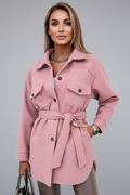 Button Front Long Sleeve Jacket-jackets > long sleeve jacket-Laventaire-Pink-S-Laventaire