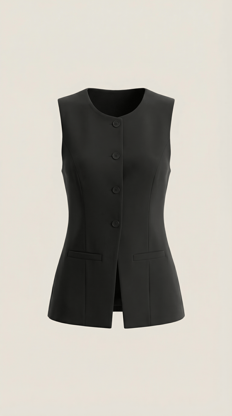 Button Front Vest Top-tops > vest tops-Laventaire-Laventaire