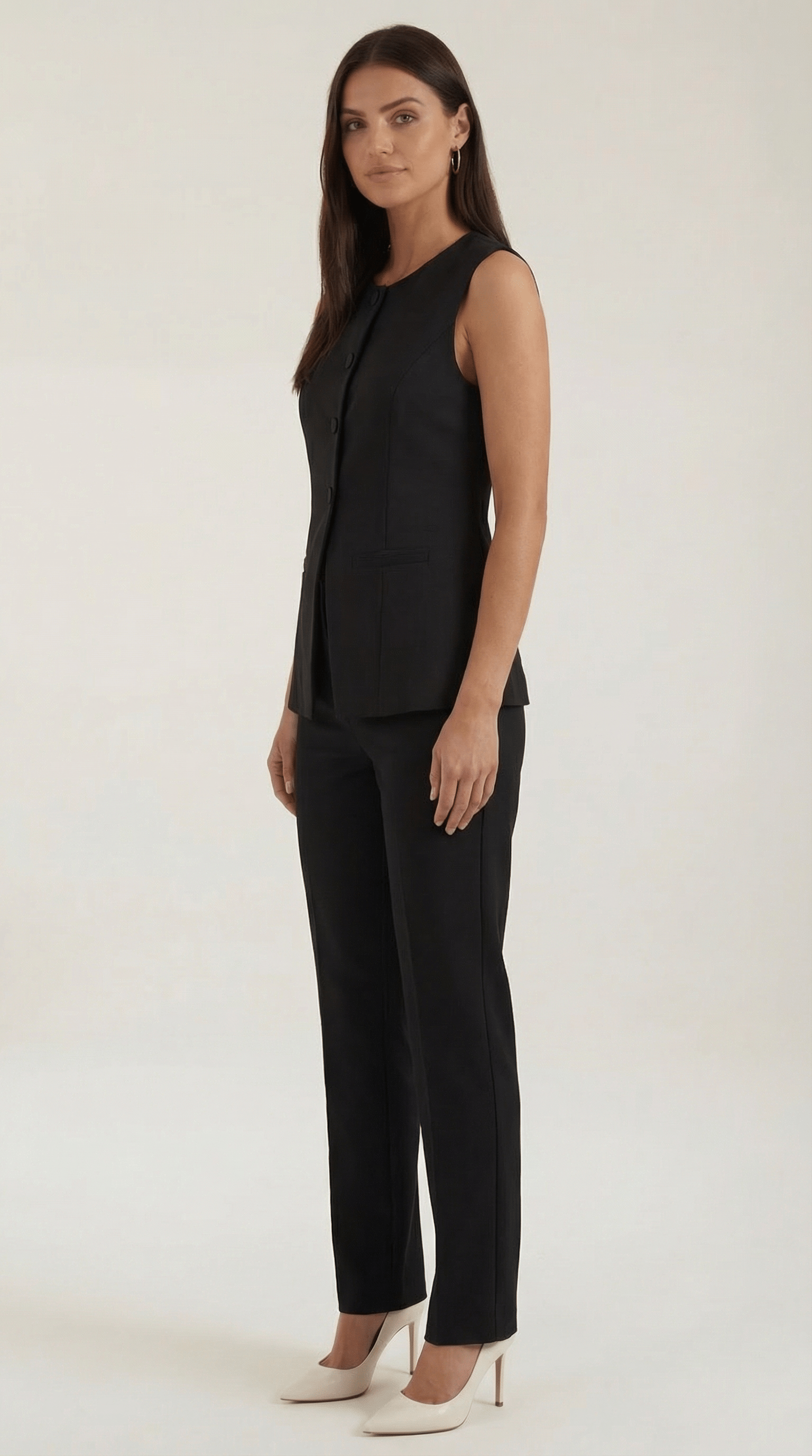 Button Front Vest Top-tops > vest tops-Laventaire-Laventaire