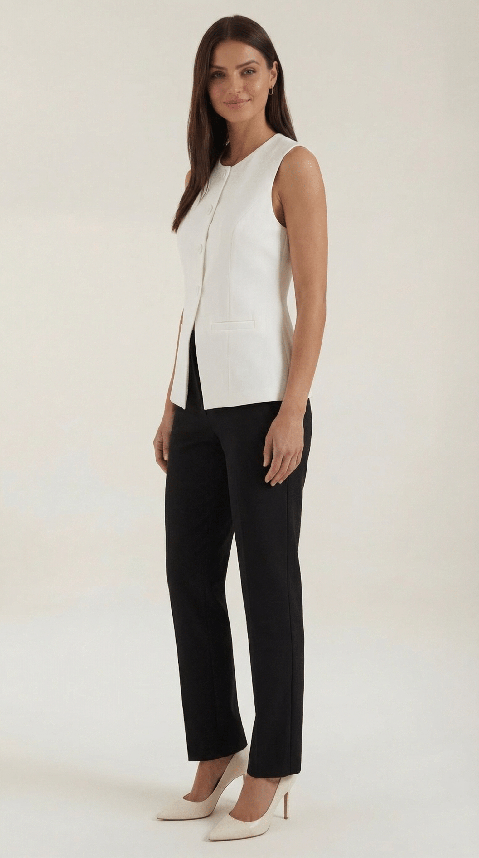 Button Front Vest Top-tops > vest tops-Laventaire-Laventaire