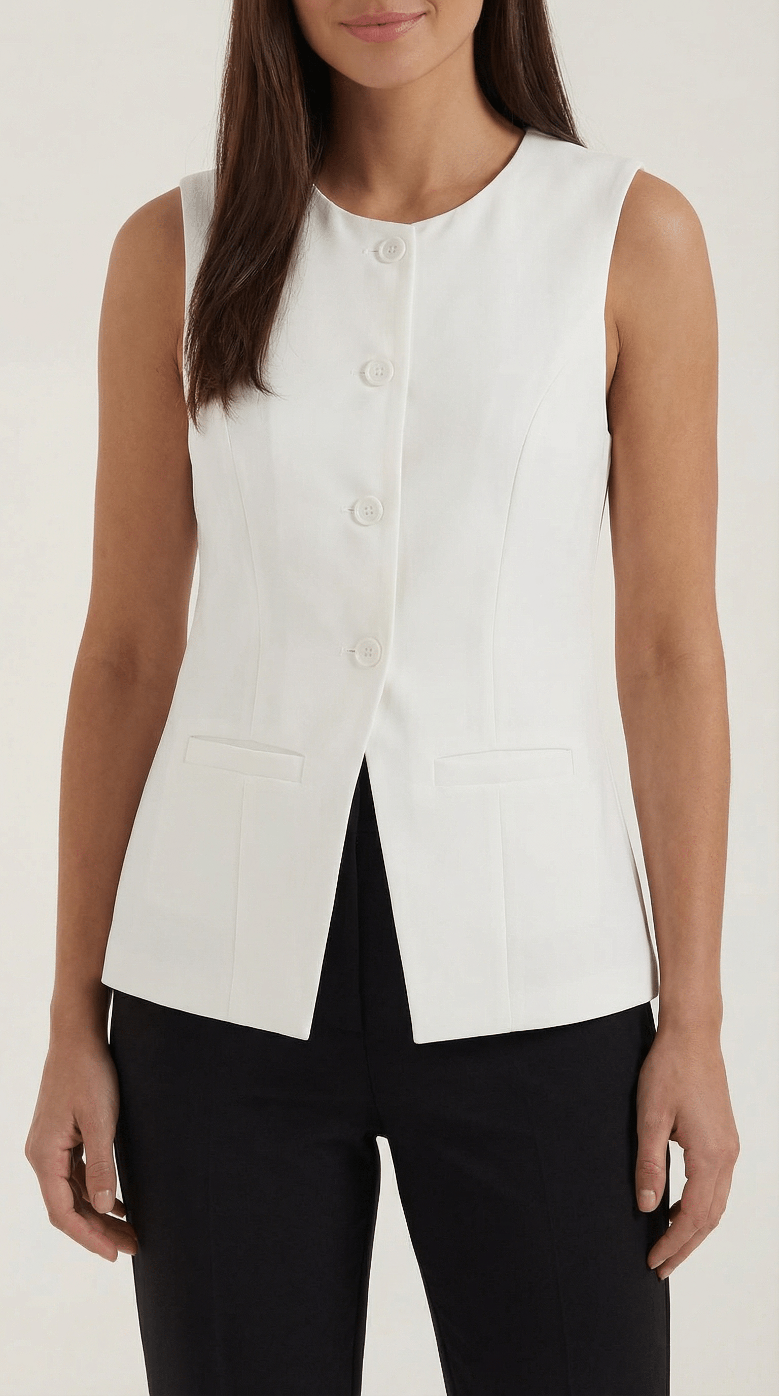 Button Front Vest Top-tops > vest tops-Laventaire-Laventaire