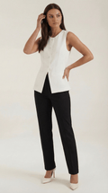 Button Front Vest Top-tops > vest tops-Laventaire-White-S-Laventaire