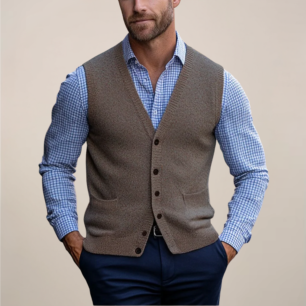 Buttoned Gilet Vest-jackets > gilets-Laventaire-Taupe-M-Laventaire