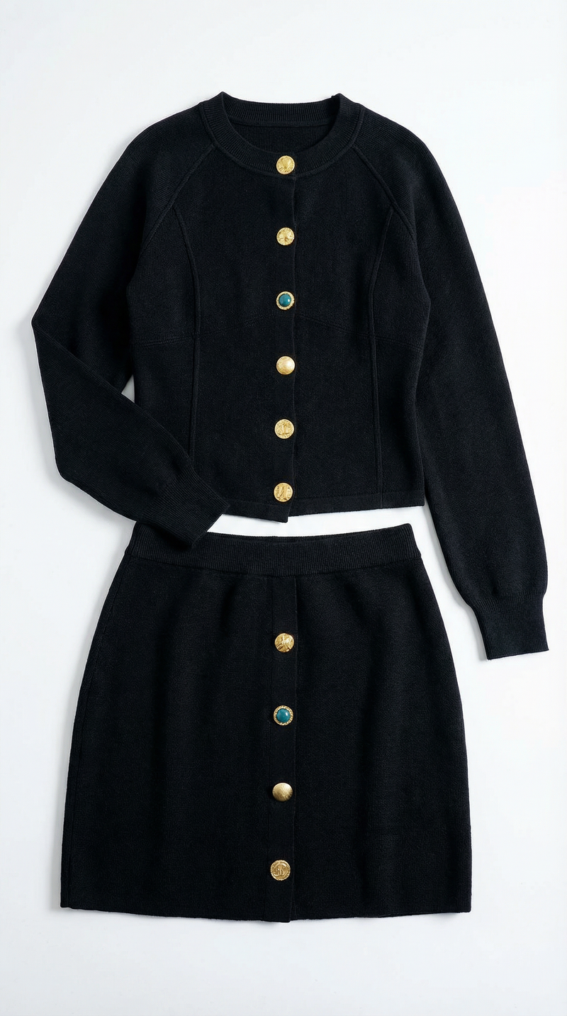Cardigan Skirt Outfit Set-sets > cardigan skirt set-Laventaire-Laventaire