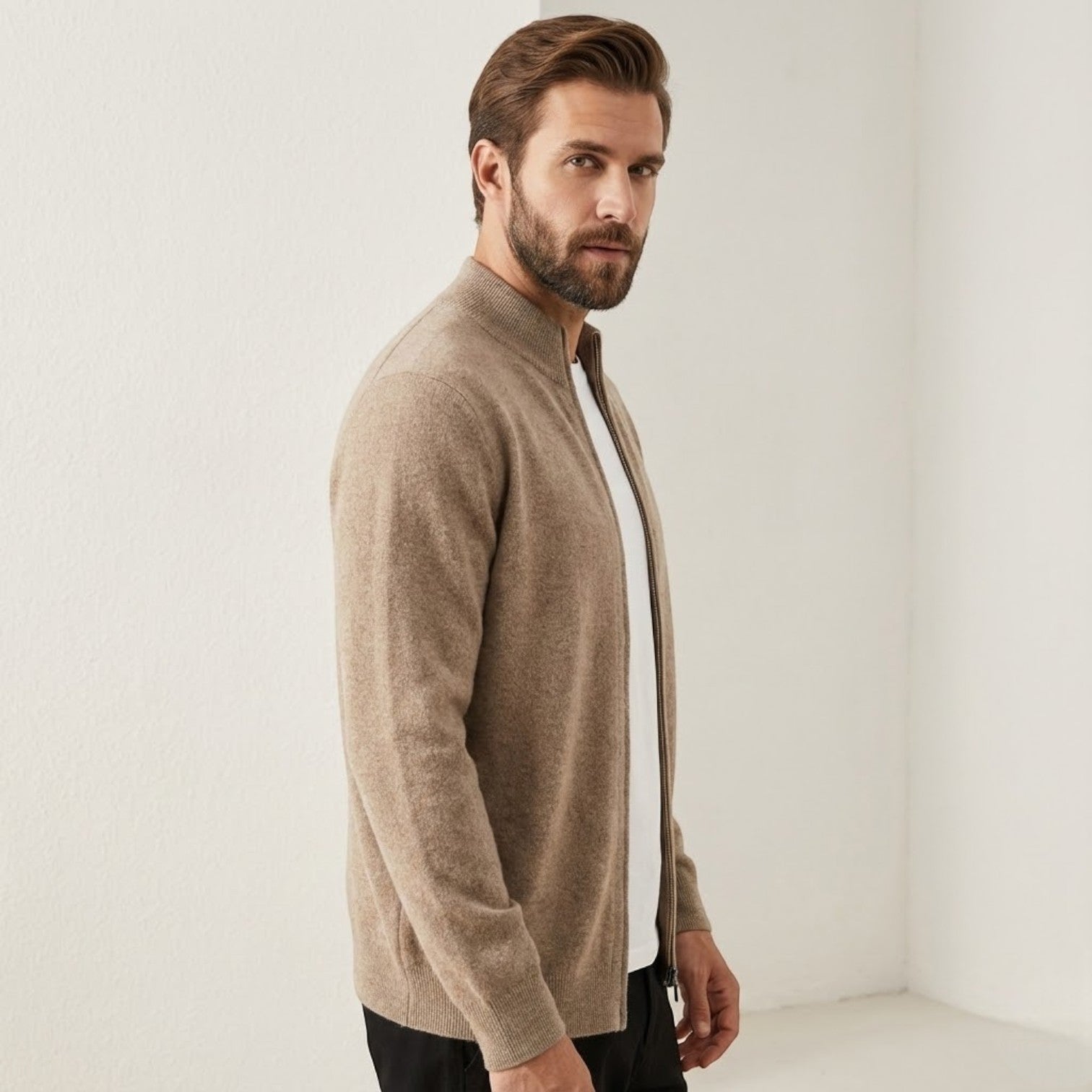 Cardigan Sweater Zipper-sweaters > cardigan sweater-Laventaire-Laventaire