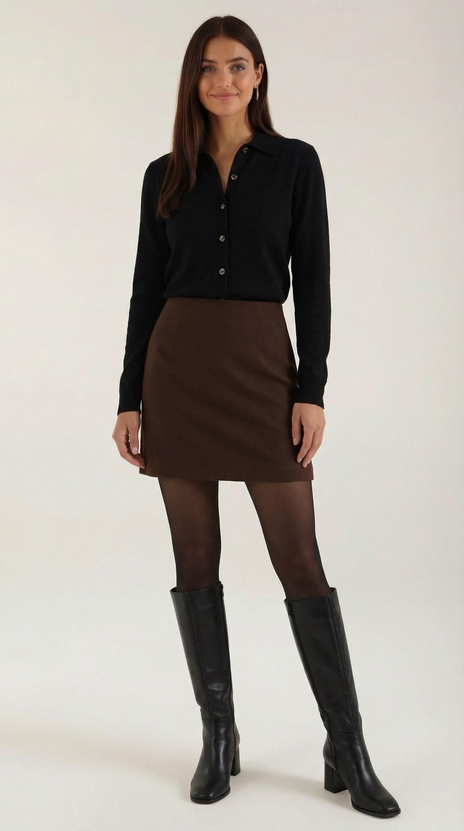 Cardigan Top With Collar-sweaters > cardigan-Laventaire-Black-S-Laventaire