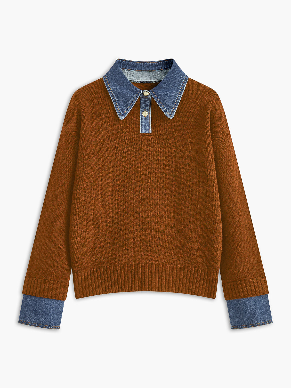 Casual 2 In 1 Sweater-tops > sweaters-Laventaire-Brown-XS-Laventaire