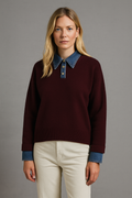 Casual 2 In 1 Sweater-tops > sweaters-Laventaire-Burgundy-XS-Laventaire