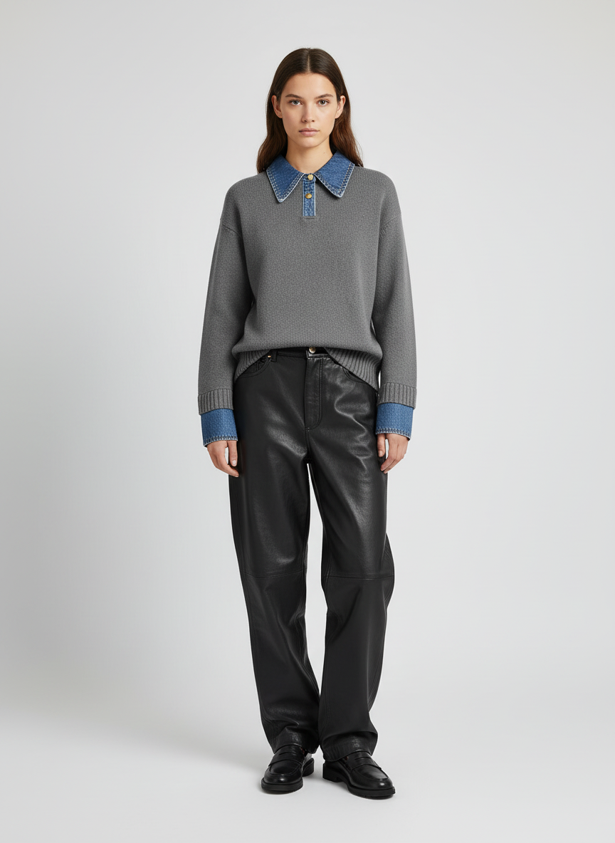 Casual 2 In 1 Sweater-tops > sweaters-Laventaire-Light Gray-XS-Laventaire