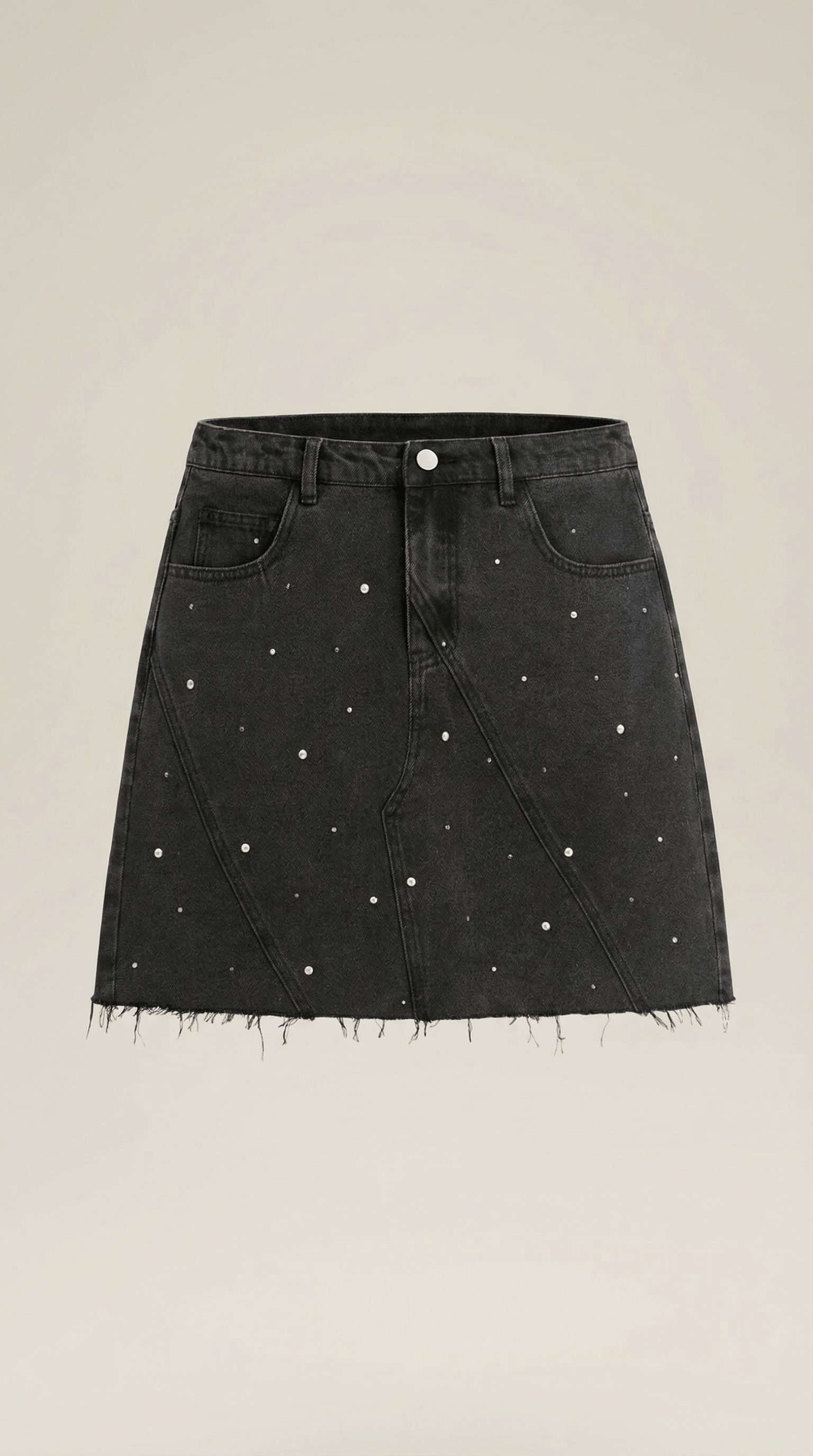 Casual Black Denim Skirt-Mini Skirts-Laventaire-Laventaire