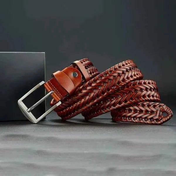 Casual Braided Belt-accessories > belts-Laventaire-Brown-S-Laventaire