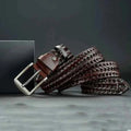 Casual Braided Belt-accessories > belts-Laventaire-Dark Brown-S-Laventaire