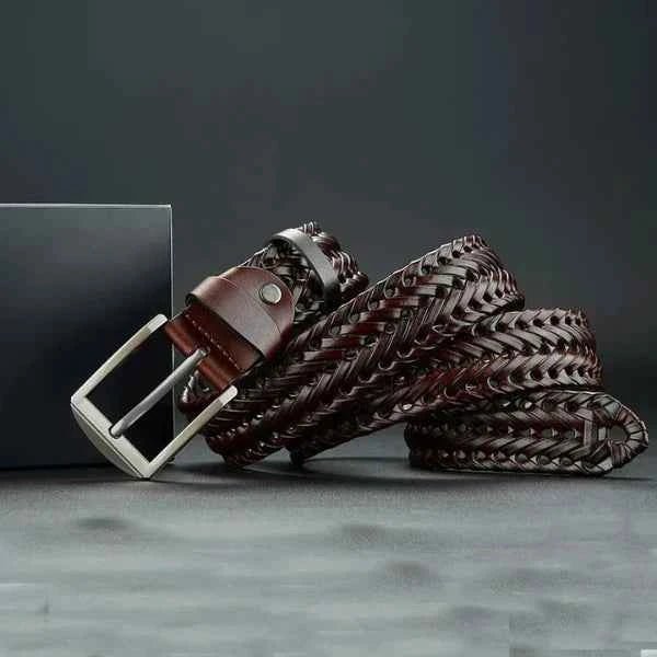 Casual Braided Belt-accessories > belts-Laventaire-Dark Brown-S-Laventaire