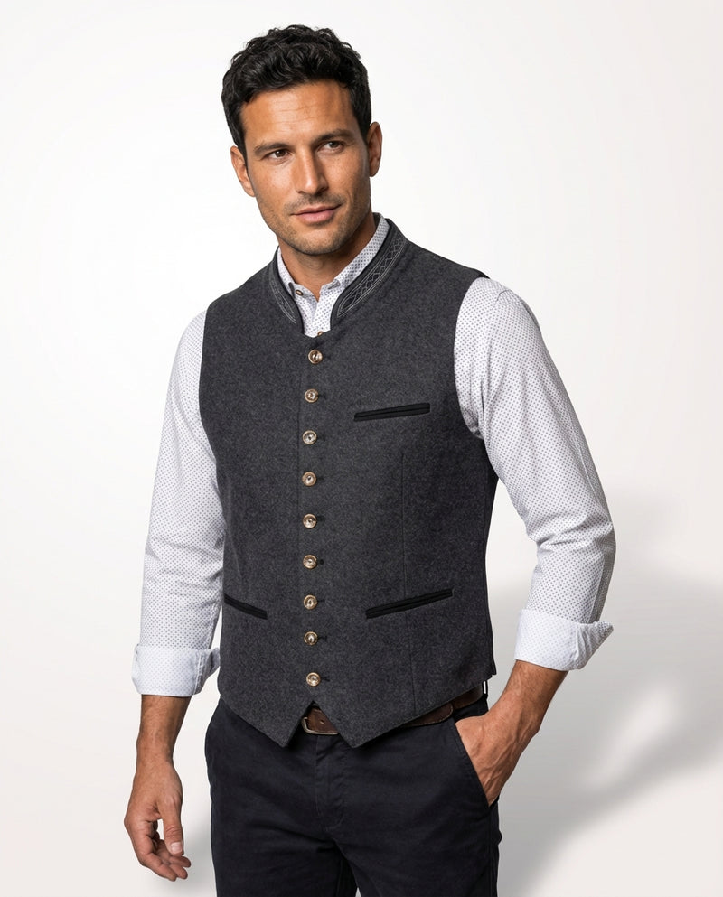 Casual Buttoned Vest-outerwear > vest-Laventaire-Dark Gray-XS-Laventaire