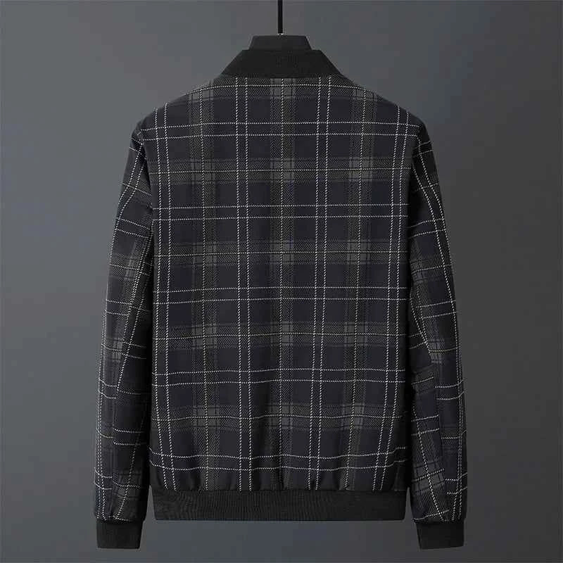 Casual Checkered Bomber Jacket-jackets > bomber jacket-Laventaire-Laventaire
