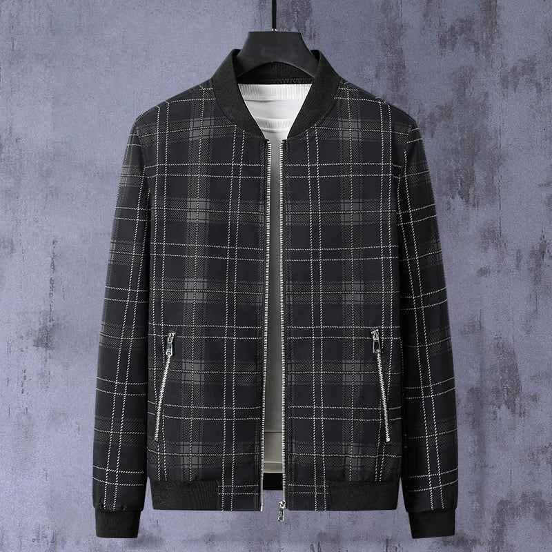 Casual Checkered Bomber Jacket-jackets > bomber jacket-Laventaire-Laventaire