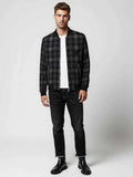Casual Checkered Bomber Jacket-jackets > bomber jacket-Laventaire-Black-S-Laventaire