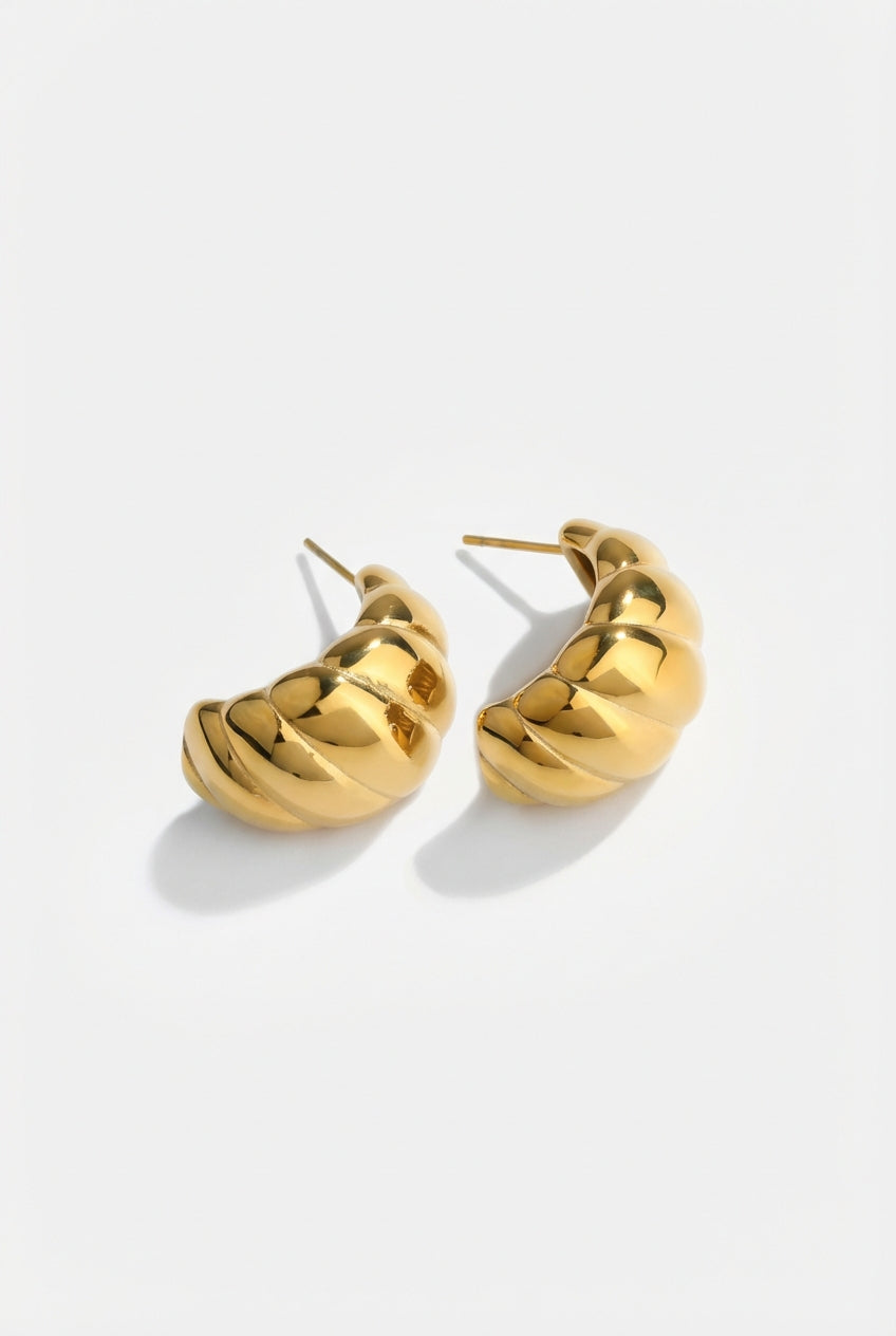 Casual Chunky Huggie Earrings-accessories > earrings > huggie earrings-Laventaire-Gold-One Size-Laventaire
