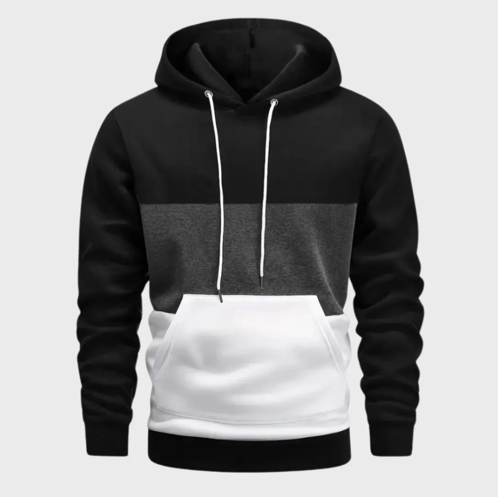 Casual Color Block Hoodie-hoodies > color block hoodie-Laventaire-Black-S-Laventaire