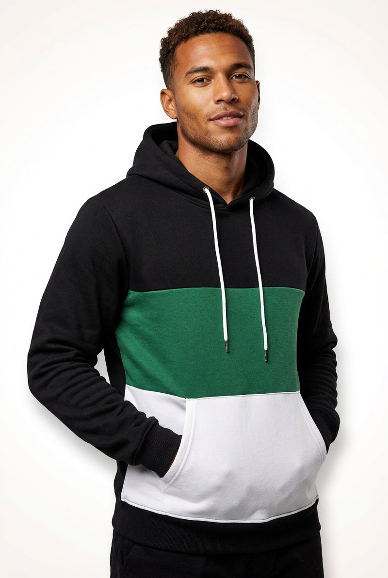 Casual Color Block Hoodie-hoodies > color block hoodie-Laventaire-Green-S-Laventaire