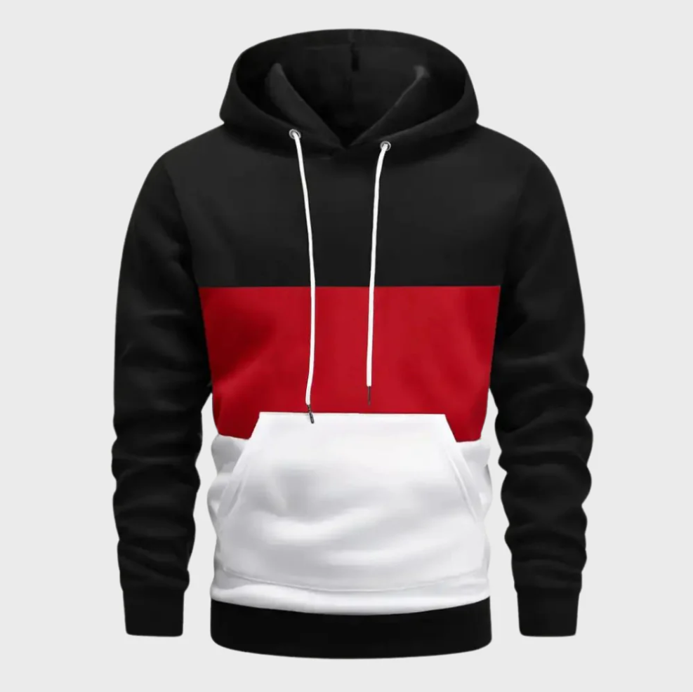 Casual Color Block Hoodie-hoodies > color block hoodie-Laventaire-Red-S-Laventaire