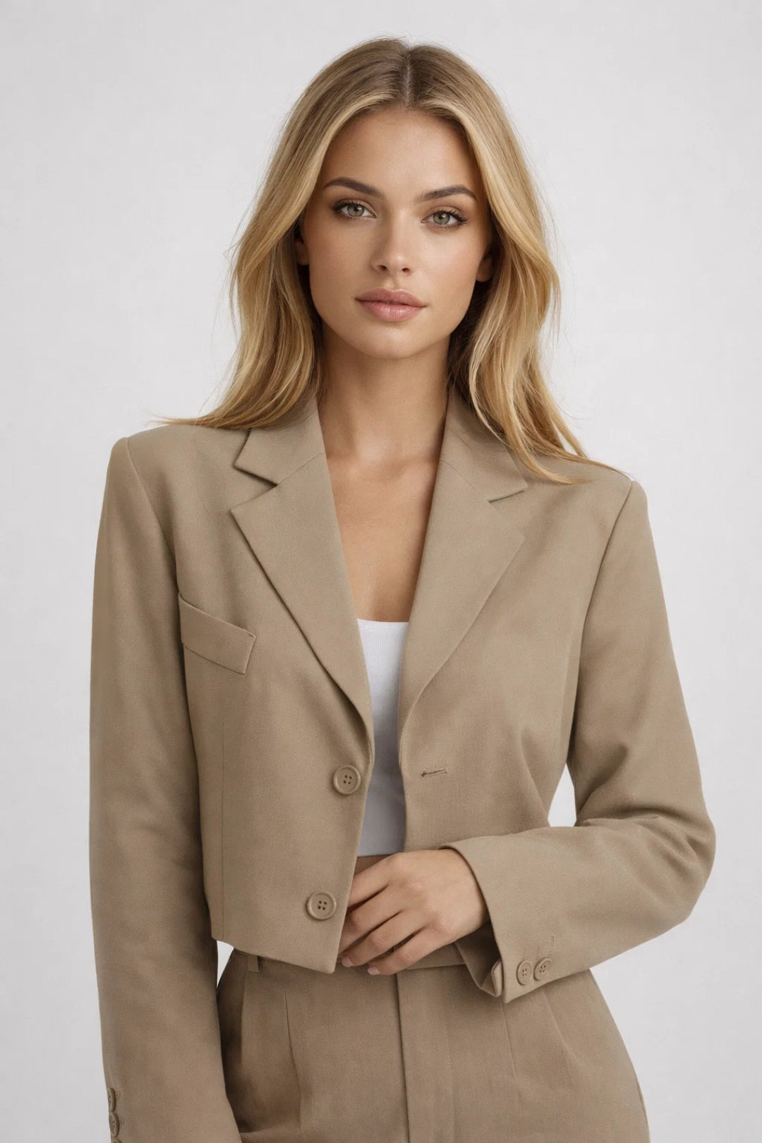 Casual Cropped Blazer Jacket-jackets > blazers > cropped blazers-Laventaire-Laventaire