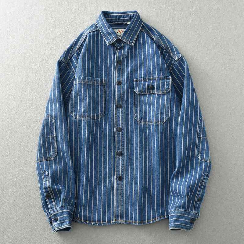 Casual Denim Shirt-shirts > button-up shirts > casual shirts-Laventaire-Laventaire