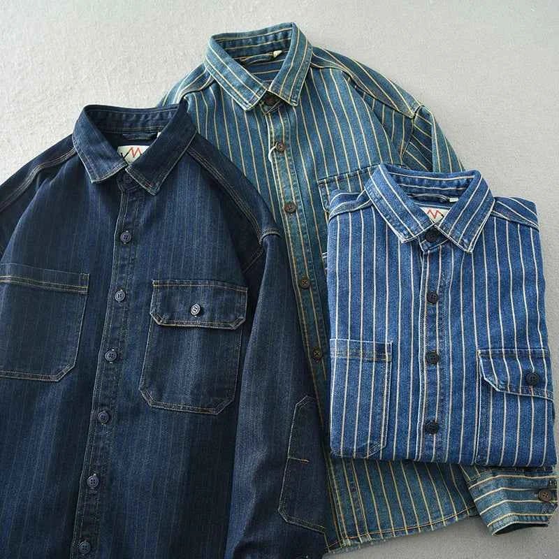 Casual Denim Shirt-shirts > button-up shirts > casual shirts-Laventaire-Laventaire