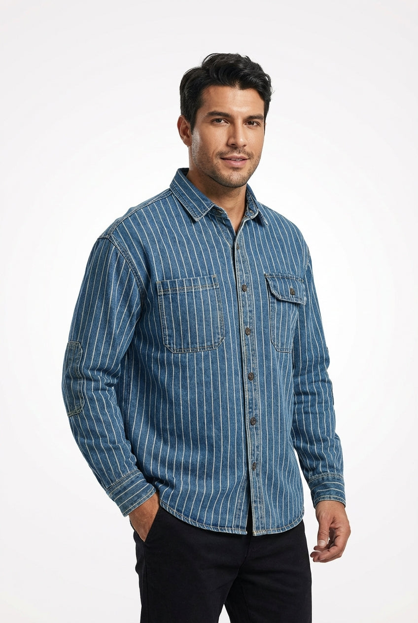 Casual Denim Shirt-shirts > button-up shirts > casual shirts-Laventaire-Laventaire