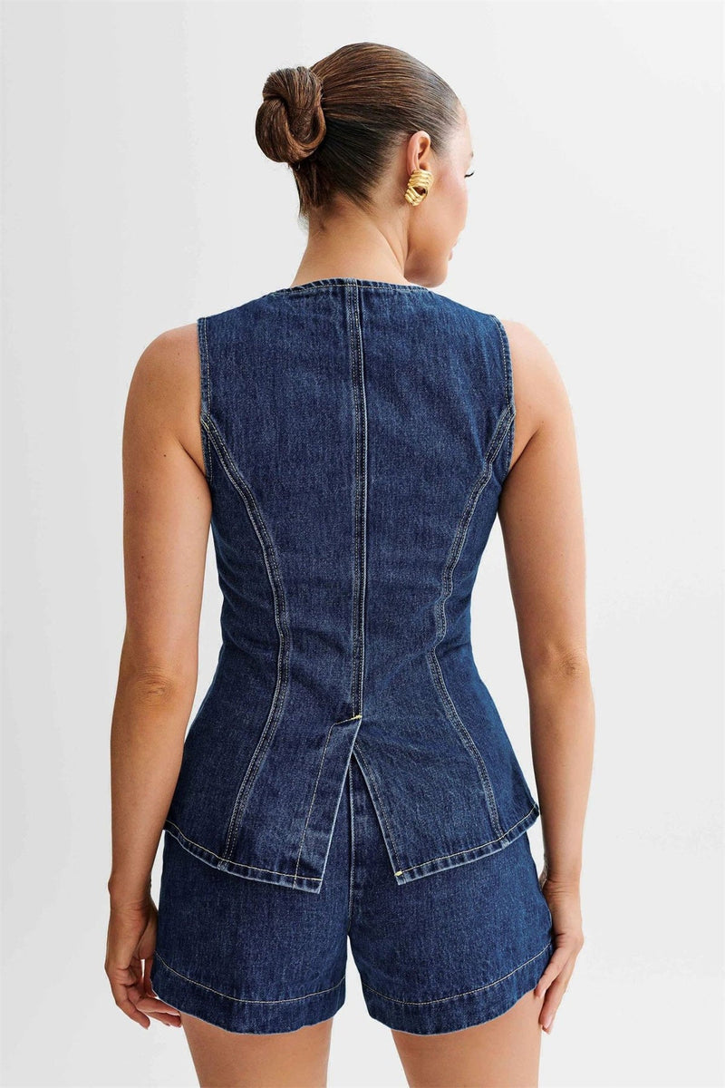 Casual Denim Two-Piece Set-sets > two piece set-Laventaire-Laventaire
