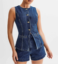 Casual Denim Two-Piece Set-sets > two piece set-Laventaire-Laventaire